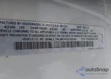 2012 Volkswagen Jetta 2.0L Tdi from USA, damaged, VIN 3VWLL7AJXCM323278